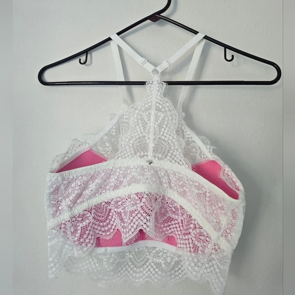 Victoria Secret Pink White Lace Bralette size S